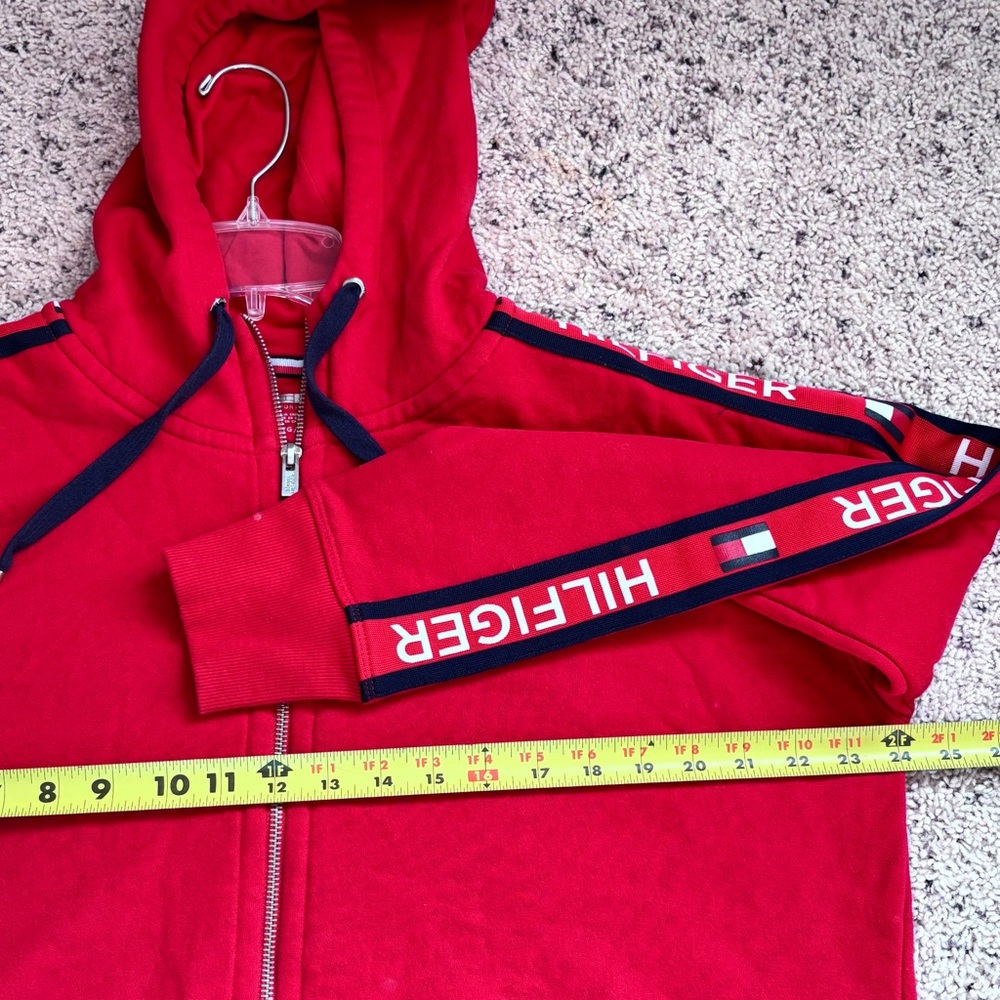 Streetwear casual Tommy Hilfiger Men’s Red Full zip up Hoodie with Logo XL - Picture 8 of 12